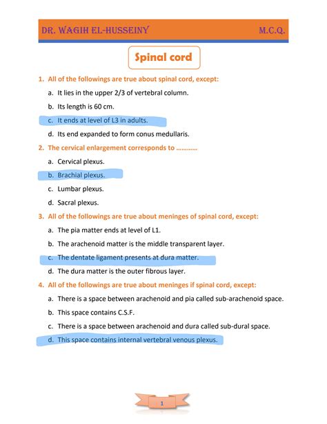 Solution Anatomy Central Nervous System Mcqs Studypool