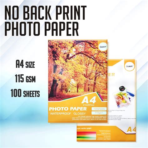 QUAFF Glossy Photo Paper Inkjet No Back Print Paper A4 Size 115gsm