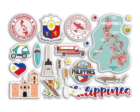 A5 Sticker Sheet Philippines Landmarks Vinyl Stickers Country Map