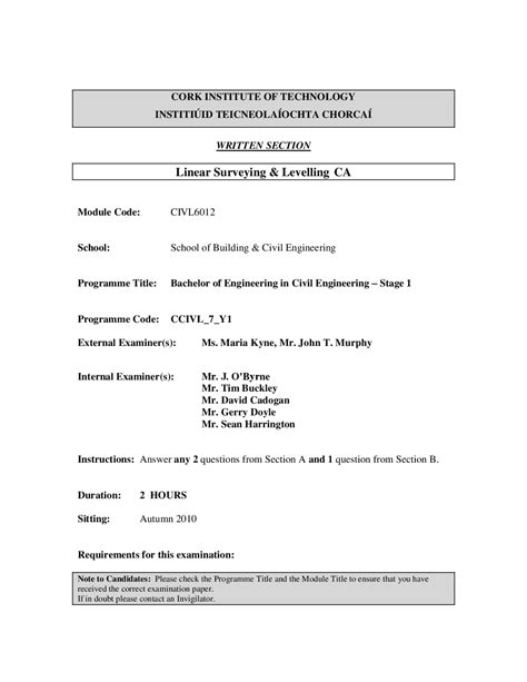 Field Book - Surveying - Old Exam Paper - Docsity