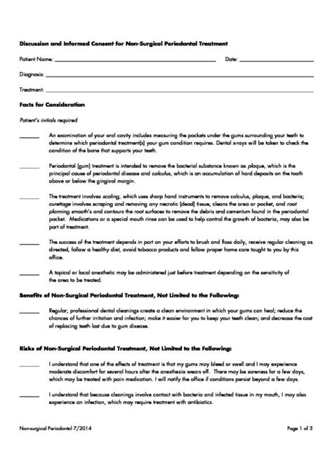 Informed Consent For Non Surgical Periodontal Treatment Lincoln Shine