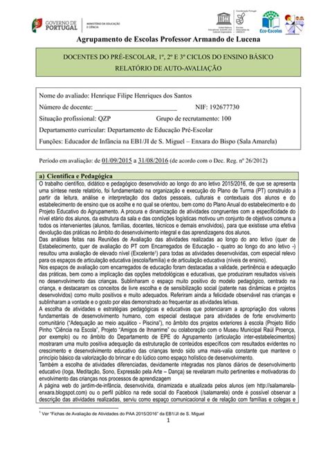 Relatorio De Auto Avaliacao Pdf