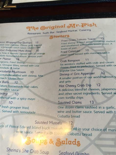 Menu At Mr Fish Seafood Restaurant Myrtle Beach