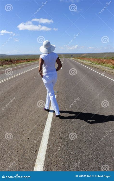 Woman Standing On Highway Stock Image Image Of Lady 20109169