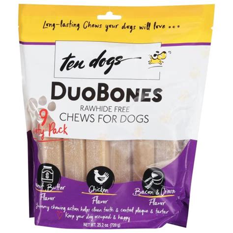 Ten Dogs Duo Bones Rawhide Free Chews For Dogs 9 Variety Pack