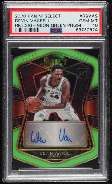 2020 21 Panini Select Rookie Signatures Neon Green Prizm RS VAS