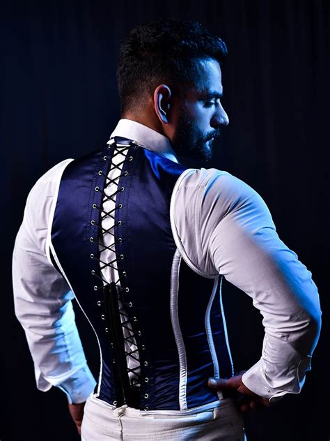 Men Corset Vest Satin Male Corset