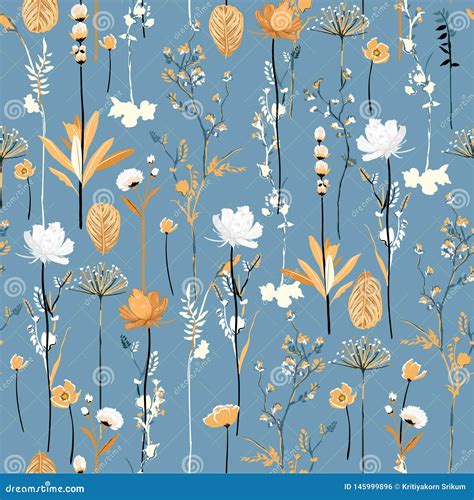 Soft And Gentle Botanical Blooming Garden Flowers Seamless Pattern