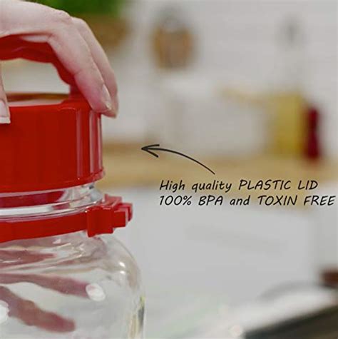 1 Gallon Glass Jar With Lid Wide Mouth Airtight Plastic Pour Spout Lids Bulk Dry Food Storage