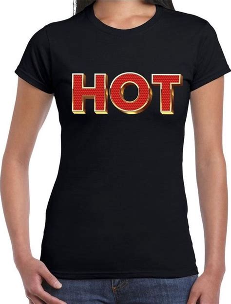 Fout Hot T Shirt Met Glamour 3d Effect Zwart Voor Dames Fout Fun