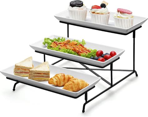 Yedio 3 Tier Serving Tray Set 14 Inch Porcelain Tiered Serving Trays Platters