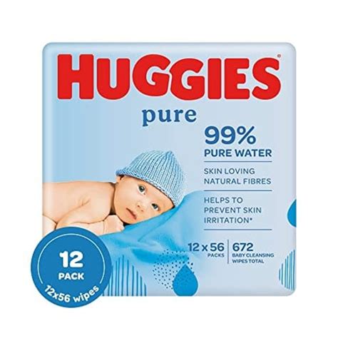 Huggies Pure Baby Wipes 12 Packs 672 Wipes Total £6 At Amazon