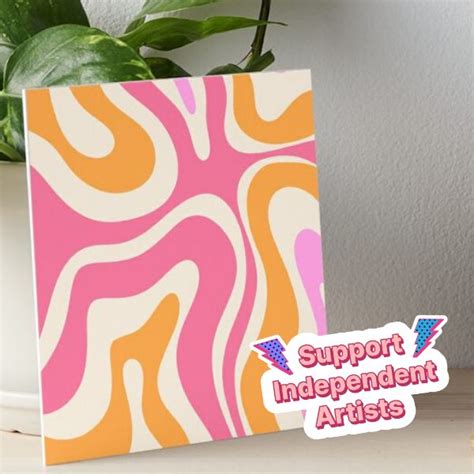 Modern Retro Liquid Swirl Abstract Pattern Vertical Pink And Orange