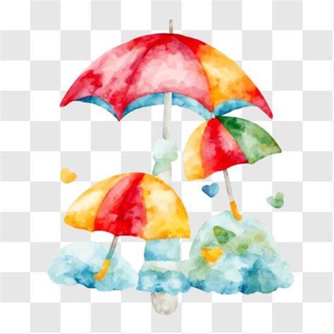 Download Colorful Umbrellas Watercolor Illustration Png Online