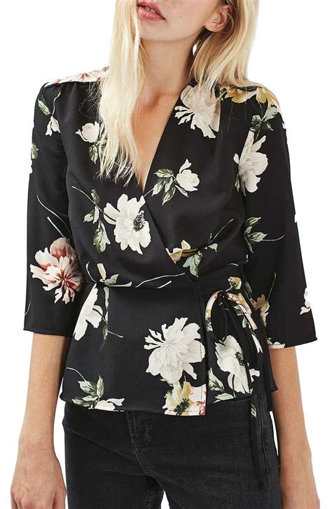 Topshop Floral Wrap Blouse Nordstrom