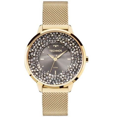 Rel Gio Feminino Crystal Technos Dourado Mlg C Dourado