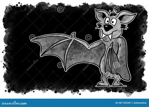 Illustration of a Presenting Cartoon Bat with Black Background Stock ...