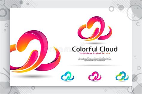 Logotipo Colorido Del Vector De La Nube 3d Con El Concepto Y El Diseño