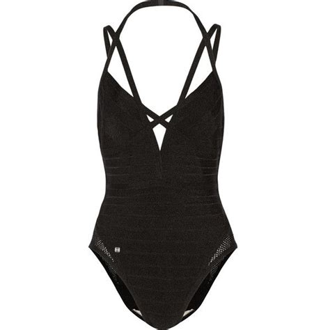 Hervé Léger Neith mesh trimmed bandage swimsuit Herve leger Bandage