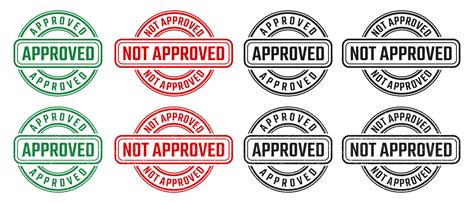 Approved and not approved round stamp sign with grunge texture vector on white background ...