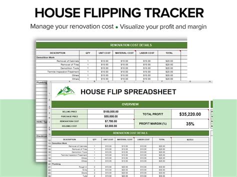 House Flip Tracker House Flip Spreadsheet Property Flipping Property