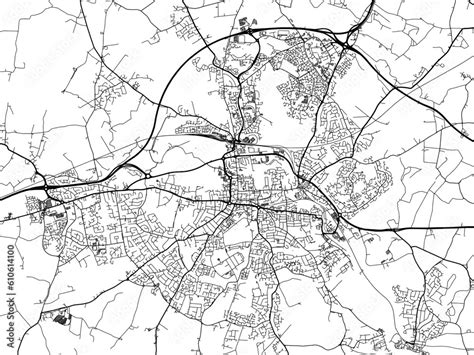 A Vector Road Map Of The City Of Colchester In The United Kingdom On A White Background Stock