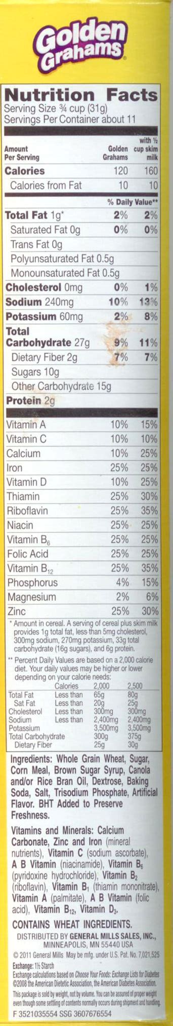 Golden Grahams Cereal Nutrition Facts Blog Dandk