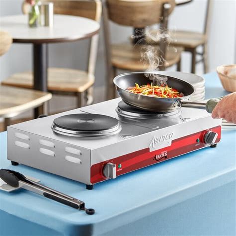 Avantco Eb Sbsm Double Burner Solid Top Stainless Steel Portable Electric Side By Side Hot
