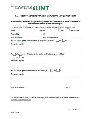 Fillable Online Vpaa Unt Unt Faculty Augmentation Task Completion