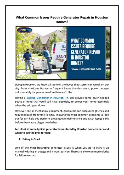 PPT What Common Issues Require Generator Repair In Houston Homes