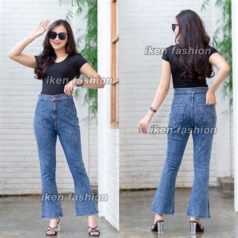 Jual Hw Cutbray Rawis Celana Jeans Highwaist Cutbray Rawis Wanita Shopee Indonesia