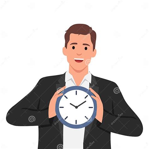 Young Businessman Holding A Clock Time Management Concept Stock Illustration Illustration Of