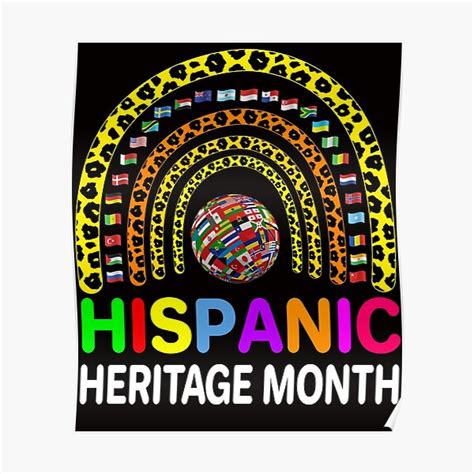 National Hispanic Heritage Month Rainbow All Countries Flags Poster