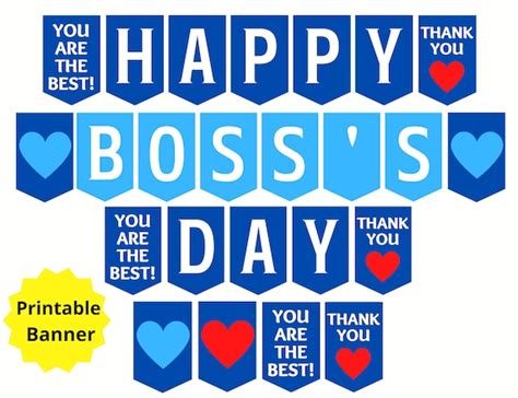 Boss S Day Printable Banner Happy Boss S Day Sign Etsy