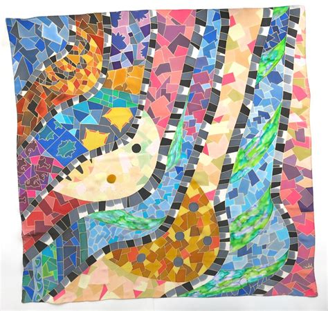 Gaudi Silk Scarf Hand Painted Silk Shawl Silk Painting Two Side Scarf