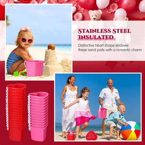 Ziliny 36 Pcs Valentine S Day Plastic Small Bucket Heart Shape Sand