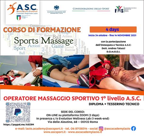 Corso Di Formazione Operatore Massaggio Sportivo 1 Livello Asc Sport