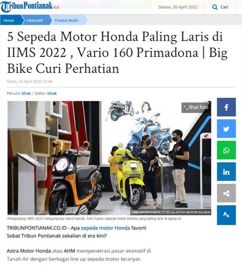 5 Sepeda Motor Honda Paling Laris Di IIMS 2022 Vario 160 Primadona