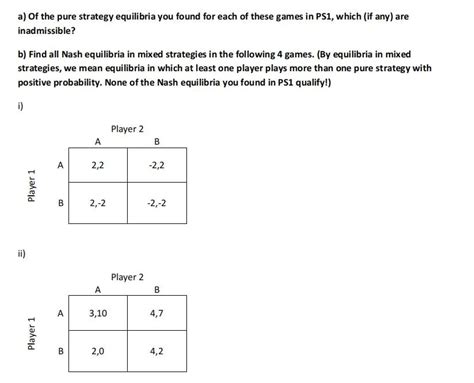 Solved A Of The Pure Strategy Equilibria You Found For Each Chegg