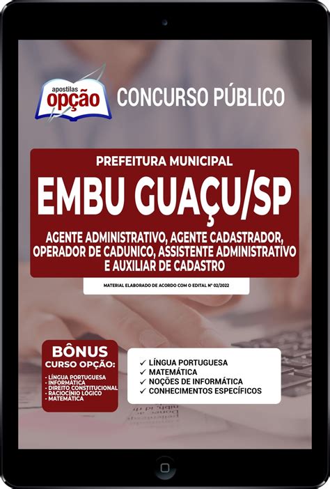 Apostila Prefeitura De Embu Gua U Sp Em Pdf Agente Administrativo