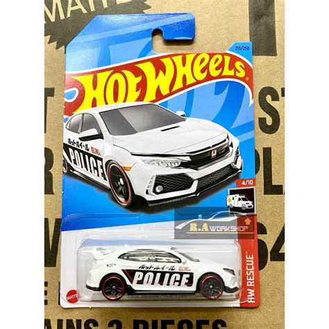 Xe Hot wheels Chính Hãng mẫu xe JDM 2018 HONDA CIVIC TYPE R Police Version Shopee Việt Nam