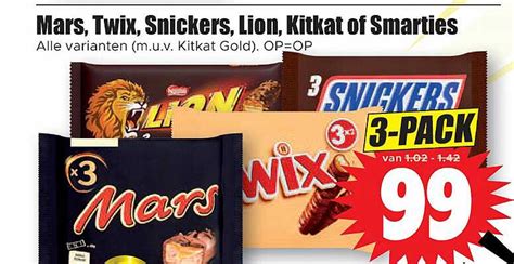 Mars Twix Snickers Lion Kitkat Of Smarties Aanbieding Bij Dirk