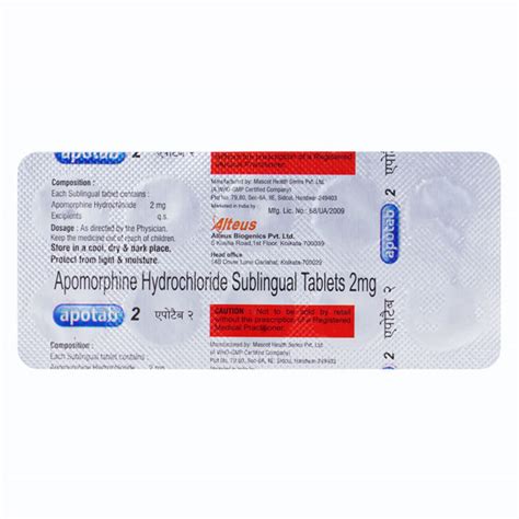 Apotab 2 Sublingual Tablet 10s Price Uses Side Effects And