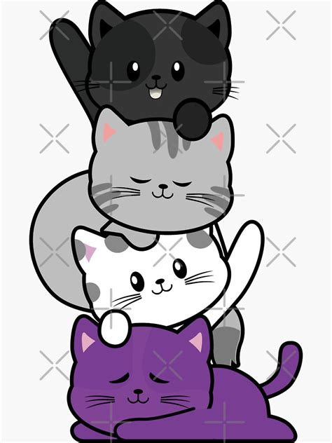 Asexual Kawaii Cat Lgbtq Ace Pride Flag Kittens Sticker For Sale By