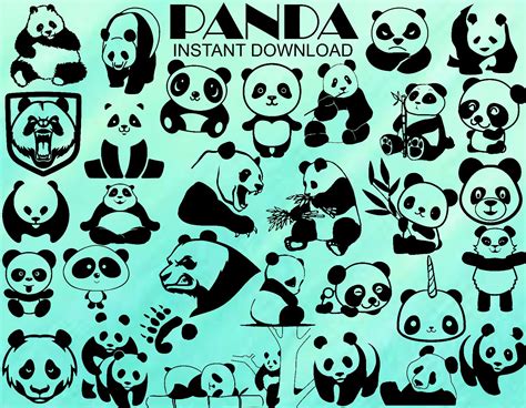 Panda Svg Bundle 32 Images Panda Vector Panda Png Panda Silhouette