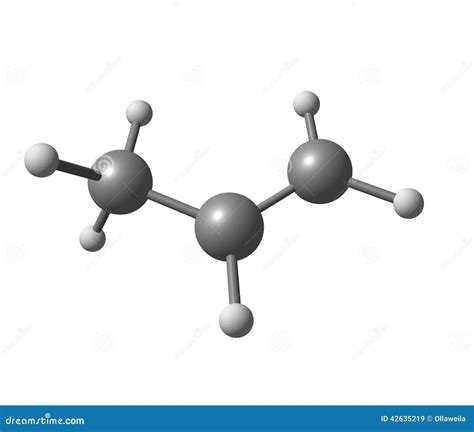 Propylene. Propene. Structural Chemical Formula And Molecule 3d Model. C3H6. Atoms With Color ...