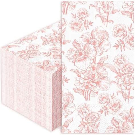 Amazon Generic Anydesign Pack Pink Floral Guest Napkins White