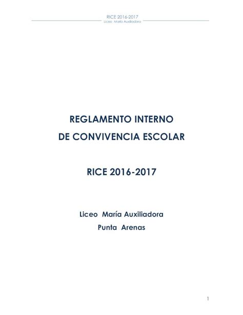 Pdf Reglamento Interno De Convivencia Escolar Objetivo Y