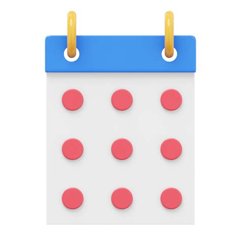 Simple Flip Calendar 3d Rendering Png Icon On Transparent Background