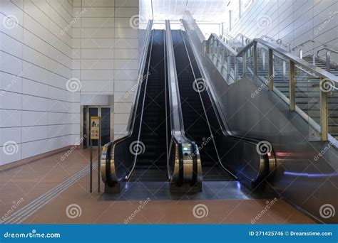 View Of Escalators In Train Station Leading To Exit For Mock Up